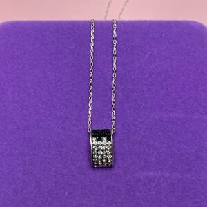 💛 Classic Sterling Silver Swarovski Black & Gray Crystal Necklace